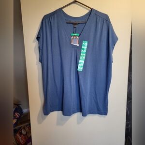 NEW-Banana Republic Blue V-Neck Tee, Size XL
